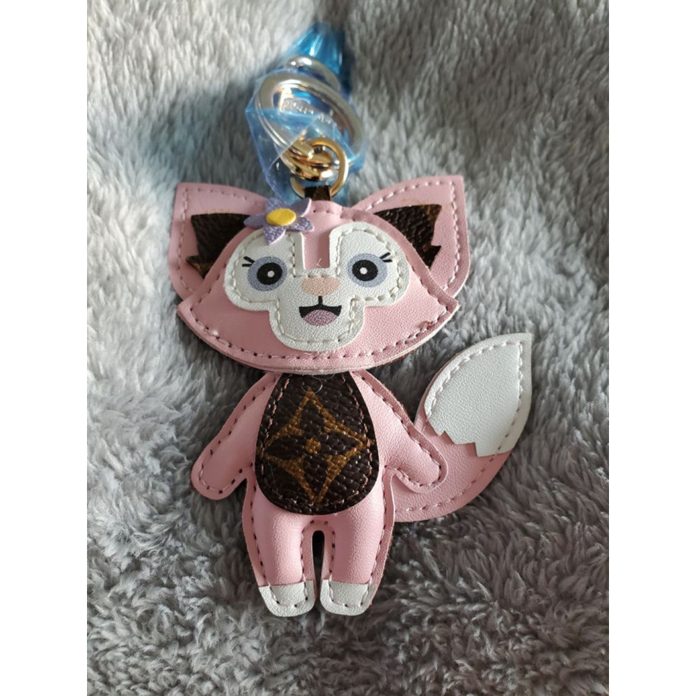 Foxy Brown and Pink Bag Charm or key holder Fox Keychain